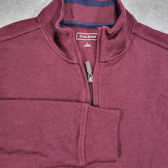 Club Room Other - Club‎ Room Mens Large Maroon 1/4 Zip French Rib Long Sleeve Pullover Sweater